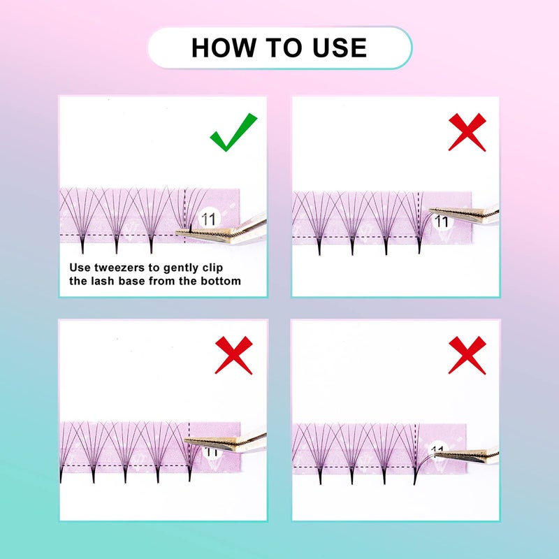 VAVALASH Eyelash Extensions 3D 4D 5D 6D 8D 9D 10D Thickness 0.07/0.1 C/D Curl Eyelashes Middle Stem & Long Stem Heat Bonded Premade Fans Russian Volume Lash Extensions Supplies (Middle Stem 6D-0.07-C-13mm) - Image 5